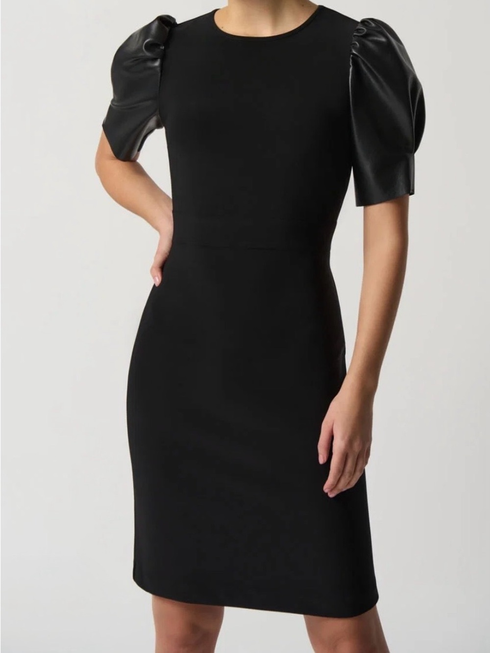 Ann Taylor Black Puff-Sleeve Knit Dress see description 0361